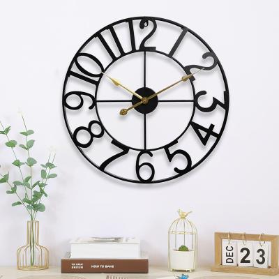 China Nordic Simple Creative Round Clock Mute Iron Wall Clock Home Living Room Digital Home Living Room Decorations Synchronize for sale