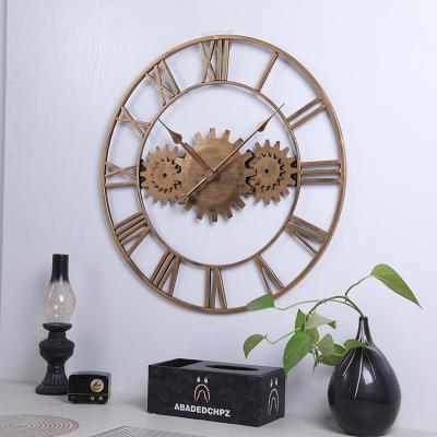 China American Decoration Amazon Iron Gear Wall Clock Living Room And Kitchen Mute Wall Clocks Art Clock Large for sale