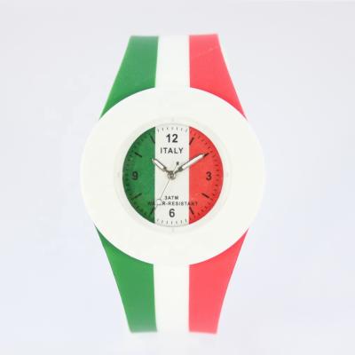 China Non-Specific Promotion Italy Flag Silicone Watch World Cup Custom Watch for sale