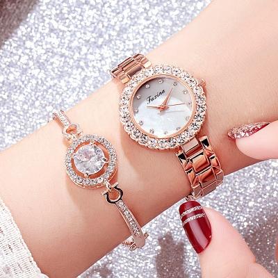 China New Auto Date Lady Wristwatch With Diamond Case And Band Quartz Movement Two Color Available Wristwatches for sale