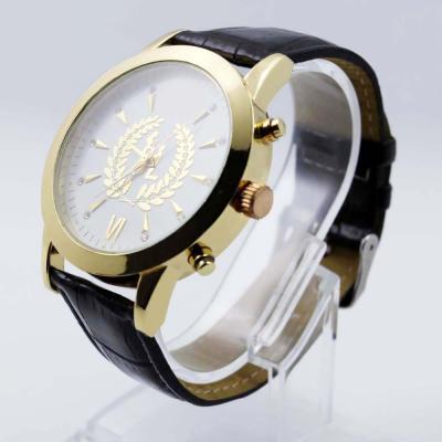 China Custom Love Dial Date Watch Luxury Gold Alloy Leather Case Watch for sale