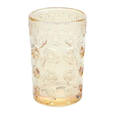 China Hot Sale Glass Factory Direct 200ml Tea Beer Embossed Electroplate Glass Mug for sale