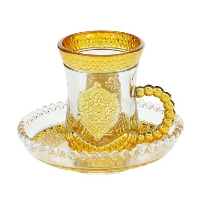 China Factory Professional Glass Coffee Cup And Saucer Set 12 Cups Tea for sale