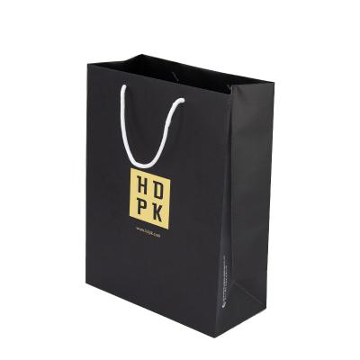 China Hot Sale Factory Wholesale Price Recyclable Durable Custom Black Matte Paper Bag Small With Logo for sale