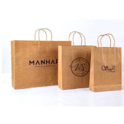 China China Manufacturer Custom Print Recyclable Craft Recyclable Brown Paper Bag With Handle for sale