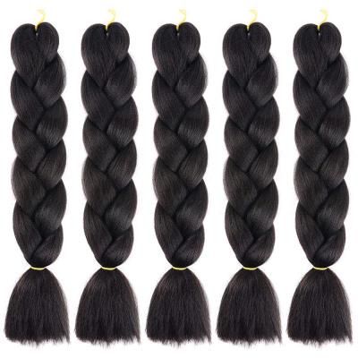 China Wholesale High Temperature Synthetic Hair 24 Inch Hot Water Setting Yaki Jumbo Hair Pre Stretched Hair Twist Ombre Elephant Crochet Braid Synthetic Braiding Hair for sale