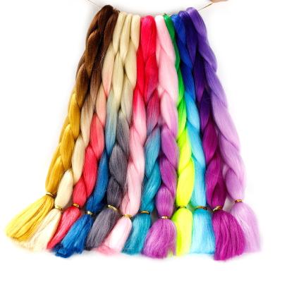 China High Temperature Synthetic Hair 24' Wholesale 165g 82inch Braid Hair Extension Hot Water Elephant Box Fiber Pre Stretched Synthetic Hair Braiding Braids for sale