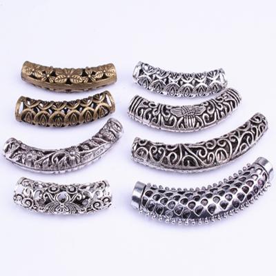 China Jelly Material Wholesale Fashion DIY alloy bend clear hollow jewelry beaded retro cut out dreadlocks metal ring hair accessories for braids for sale