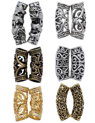 China African Fashion Hair Ring Dread Beads Braided Braids Cuff Beads Alloy Hollow Hair Beads Gold Silver for sale