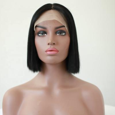 China Wholesale Fast Shipping Fast Shipping Natural Black Silky Straight Heat Resistant Short Lead Hair Lace Front Synthetic Wigs For Women for sale