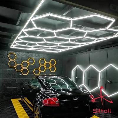 China Workshop/Garage/Barbershops/Gym/Office/Supermarket AC90-260V Customized LED Hexagonal Light Garage Car Detailing Working Hexagon Lighting for sale