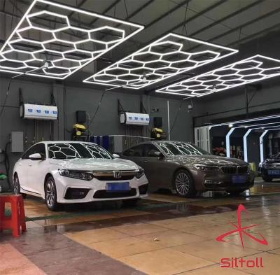 China Workshop/Garage/Barbershops/Gym/Office/Supermarket Garage Design High Quality 6000K Hexagon Garage Light Wholesale LED Hexagonal Car Detailing Light Working Light for sale