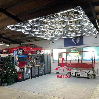 China Workshop/Garage/Barbershops/Gym/Office/Supermarket Customized Energy Saving Led Honeycomb Gym Barbershops Garage Workshop Car Wash Hexagon Light for sale