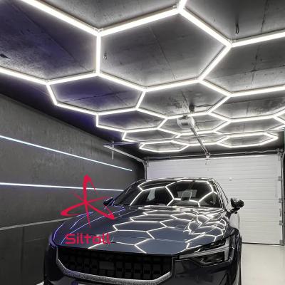 China Workshop/Garage/Barbershops/Gym/Office/Supermarket Siltoll ST03 Professional High Flux Customized Garage Led Hexagon Light Modern Ceiling Lamp for sale