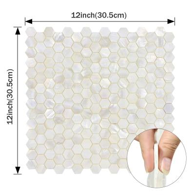 China Peel and Stick Vividtiles Factory Wholesale Mother of Chime Hexagon Shape Tiles Stick on Kitchen Bathroom Living Room for sale