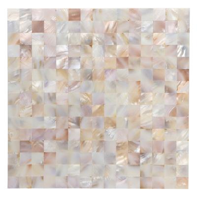 China Peel and Stick Vividtiles Factory Wholesale Mother of Chime Small Mosaic Square Shape Tiles Stick on Kitchen Bathroom Living Room for sale