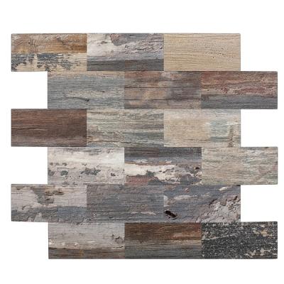 China Waterproof+ECO-Friendly+Self-adhesive Texture Wood Effect Self Adhesive Wall Decor Tile Peel and Stick Waterproof Aluminum Tiles for Kitchen and Bathroom for sale