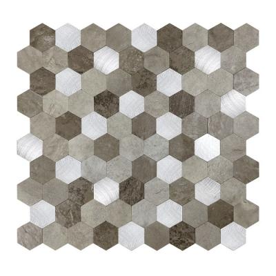 China Glazed Metal Tiles Easy Lay Mosaic Tile Peel and Stick Gray Hexagon Backsplash Kitchen for sale