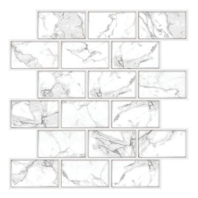 China Waterproof+ECO-Friendly+Self-adhesive 12x12 Inch White With Gray Marble Tile Peel And Stick Backsplsh Tile For Kitchen for sale