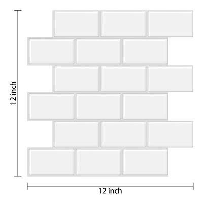 China Waterproof+ECO-Friendly+Self-adhesive 12*12 Inch 3D Effect Peel and Stick PET Subway Tile Waterproof and Oilproof for Kitchen and Bathroom Walls for sale