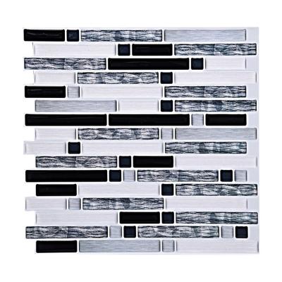 China Just Peel And Stick Sticker Black Marble Anti-mold Mosaic Kitchen Backsplash Decor 3D Self Adhesive Vinyl Peel And Stick Tiles For RV Room for sale