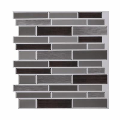 China Waterproof Glazed Metallic Tiles And Self Adhesivr Design Wallpaper Like Black And Gray Irregular Tiles For Home Wall for sale