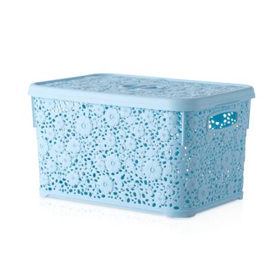 China Home Clothes Stored Books Plastic Storage Baskets With Lids for sale