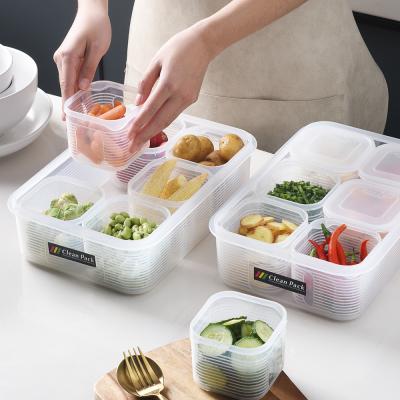 China Customized Plastic Storage Box Stocked Airtight Organizer Food Kitchen Set With Lid for sale