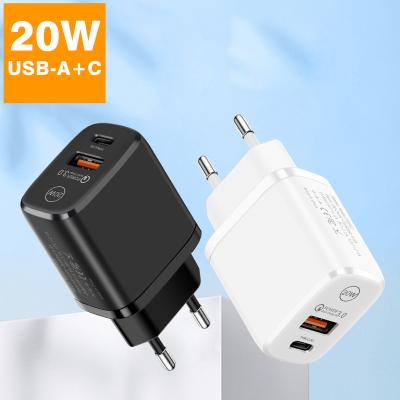 China New Design USB AC QC3.0 Type-C Mobile Phone 20W Mobile Phone Charger Wall Plug Fast Charging Charger For iPhone 13 14 Samsung Galaxy LG MI for sale