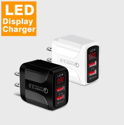 China EU & UK Plug Charging Mobile Phone 2USB LED Digital Display Head 5V2.4A USA Adapter Smartphone Charger For iPhone Samsung MI OPPO motorola for sale