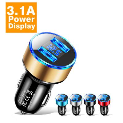 China Mobile Phone Wholesale Price QC 3.0 Fast Billing Universal Smartphone LED Display Car Charger Charging 2 Dual USB Port for sale