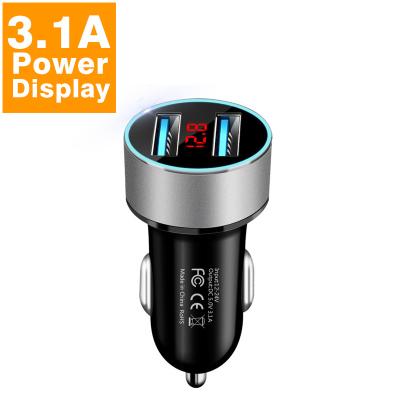 China Mobile Phone Car Charger For Cigarette Lighter USB Adapter For Mobile Phone Smart Charger Dual 2 USB Digital Display Voltmeter Fast Charging for sale