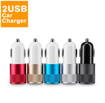 China Mobile Phone Promotion Gift Metal Dual USB Car Charger Real 2A+1A Dual Output 2usb Car Adapter Phone 2 Port Car Phone Charging Charger for sale