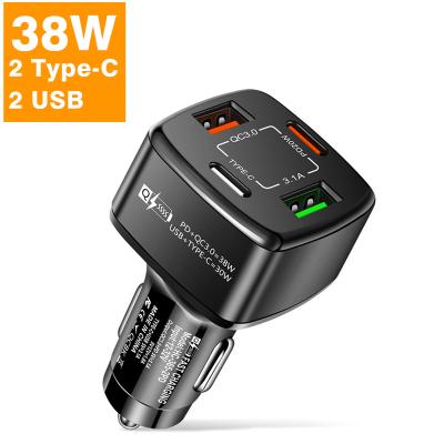 China Type-C Mini Qc 3.0 Mini Qc 3.0 Usb 3.1A C Car Charger Mobile Phone Adapter Palladium In-car Mobile Phone 4 Ports Fast Charging Charger for sale