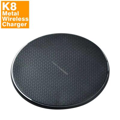 China Metal LOGO Fast Wireless Charging 10W Qi Pad Custom Wireless Charger Pad Round TWS Fast Charging Wireless Charger For iPhone For Samsung for sale