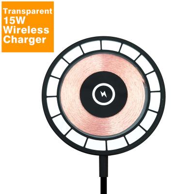 China Transparent Punk Style 2023 New Trends Mobile Phone Universal Magnetic Wireless Charging Qi 15w Smart Wireless Charger Clear Clear for sale