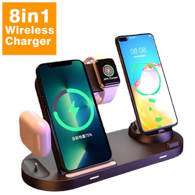 China 8in1 Wireless Charger Free Shipping New Items New Technology 8 In 1 Multifunctional Wireless Charger For Smartphones Enabled Devices Android Micro for sale