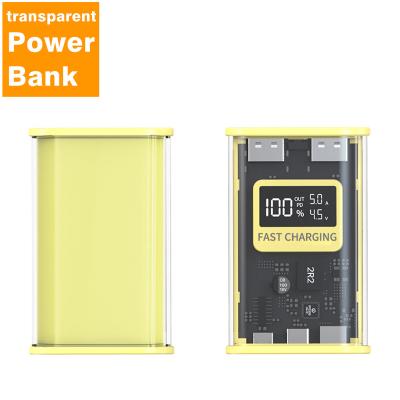 China 22.5W Transparent Shell Punk Super Fast Charging Transparent Mobile Power Bank With 10000mA Large Power Bank Capacity And LED Digital Display for sale