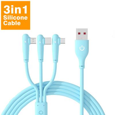 China MP3/MP4 Mobile Player 66W 6A Fast Charging Gaming Elbow One Drag Three Data Cable For Android Apple Type-C Charging Cable 1.8m Extended 1.2m for sale