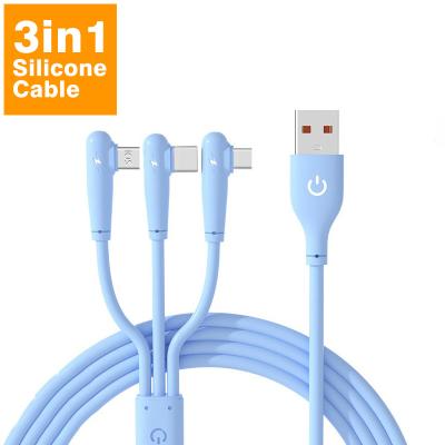 China MP3/MP4 Player 66W 3in1 Fast Charging Gaming Elbow One Drag Three Mobile Data Cable For Apple Android Type-C Extended Gamer Charging Cable for sale