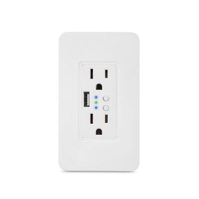 China Residential/Multi-Purpose US WiFi USB Wall Outlet 2 Smart Outlets and USB Charger Work with Alexa Google Home FCC/CE/ROHS/RED PG021 for sale