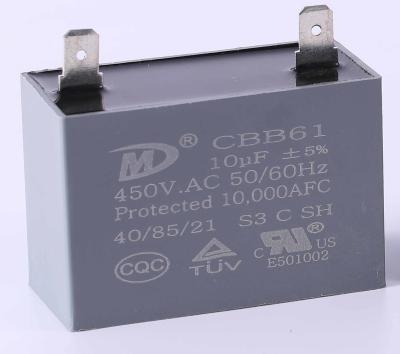 China 10uf 450v single twist pin self-healing AC Motor capacitor CBB61 for sale