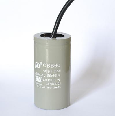 China 【Hot sales】Cbb60 Motor Run Capacitor for Water Pump aluminum shell wires for sale