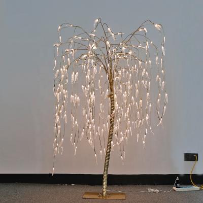 China Custom Waterproof Artificial Led Weeping Willow Tree Light Outdoor Garden Color Christmas Decoration for sale