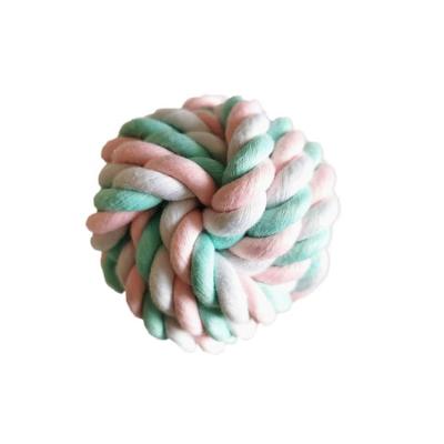 China Multifuntional Viable Dog Chewing Cotton Rope Ball Toy Wholesale Cost Effective Durable Anti-bite Interactive Pet Training Ball for sale