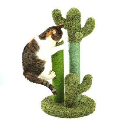 China Cute Pet Stocked 2021 Cactus Cat Tree Toys With Ball Scratcher Posts For Cats Kitten Climbing Tree House for sale