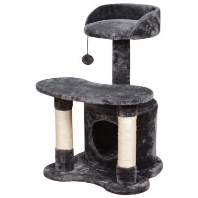 China 2021 Sustainable High Quality Natural Cat Tree Sisal Wooden Scratching Ceiling Cat Treehouse for sale