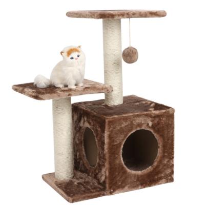 China Sustainable Two Tier Scratching Furniture Wrapped Sisal Pet Supplies Cat Tree With House Scratching Tree Tower for sale