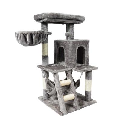 China Sustainable Luxury Christmas Cat Tree Scratcher Cat Activity Treehouse with Hammock for sale