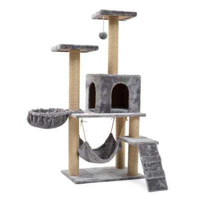 China Customized Wholesale Viable Cat Activity Tree Wooden Catfloor Home Lap Ceiling Cat Tree for sale